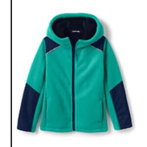 NWOT Lands End Seaglass Teal/Navy Warm Bonded Fleece Jacket - Size Large (7)